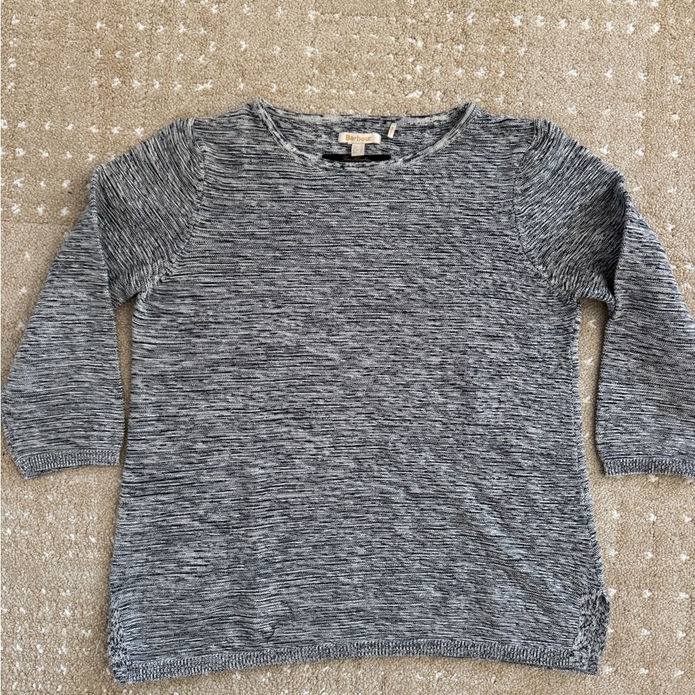 Barbour Black and White Cotton Knit Sweater